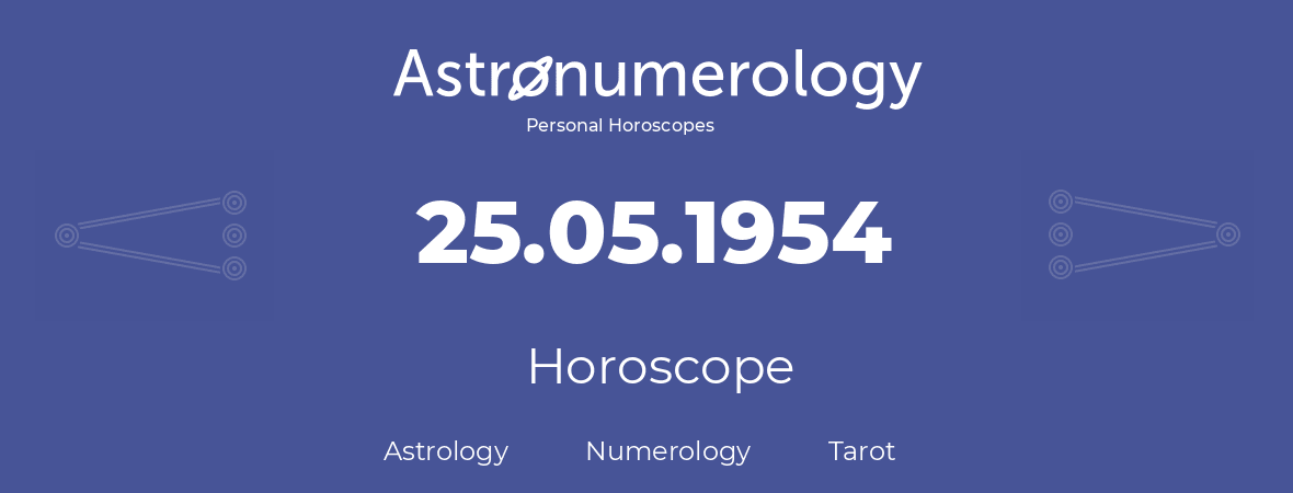 Horoscope for birthday (born day): 25.05.1954 (May 25, 1954)