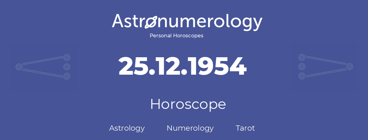 Horoscope for birthday (born day): 25.12.1954 (December 25, 1954)