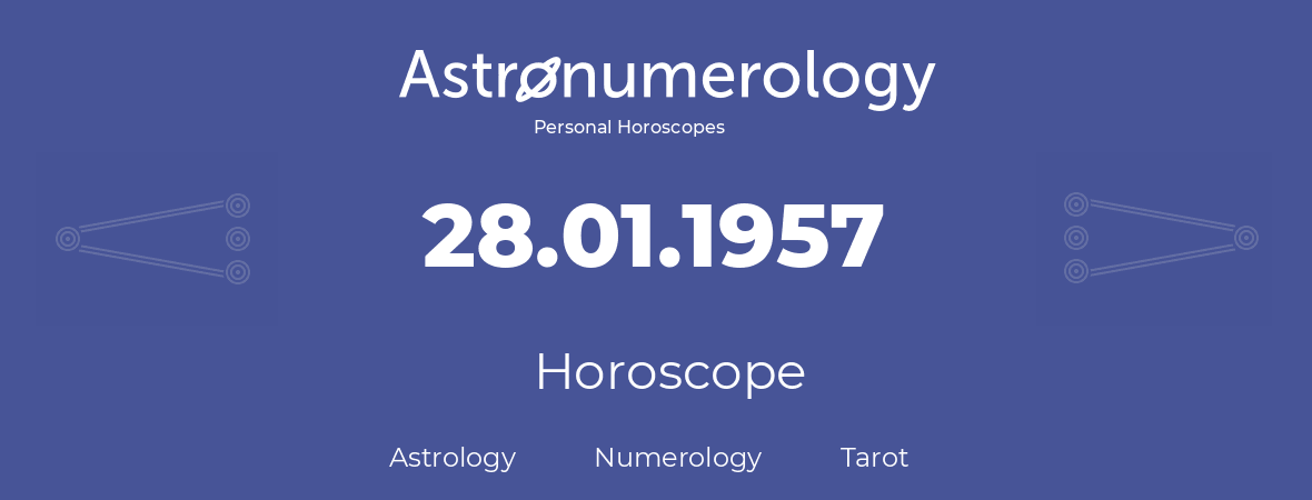 Horoscope for birthday (born day): 28.01.1957 (January 28, 1957)