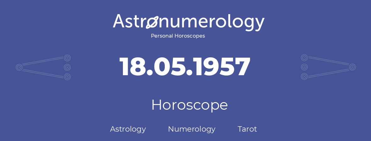 Horoscope for birthday (born day): 18.05.1957 (May 18, 1957)