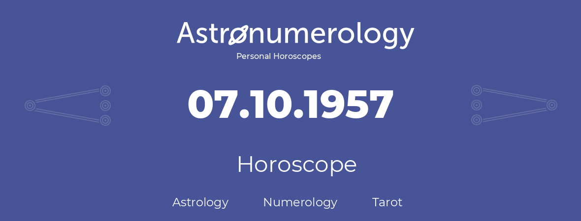 Horoscope for birthday (born day): 07.10.1957 (Oct 07, 1957)