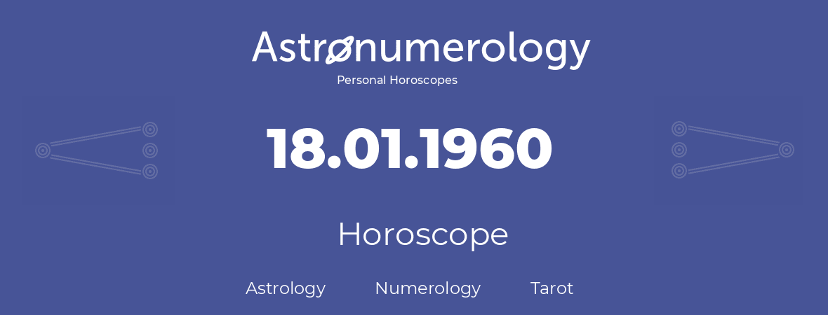 Horoscope for birthday (born day): 18.01.1960 (January 18, 1960)