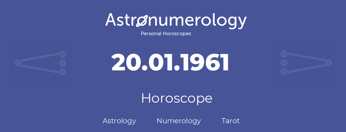 Horoscope for birthday (born day): 20.01.1961 (January 20, 1961)