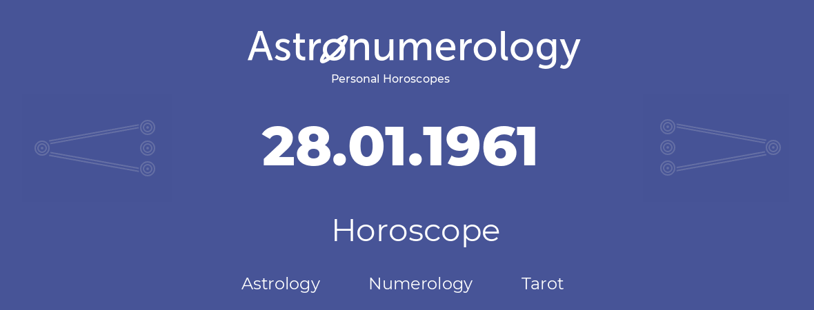 Horoscope for birthday (born day): 28.01.1961 (January 28, 1961)
