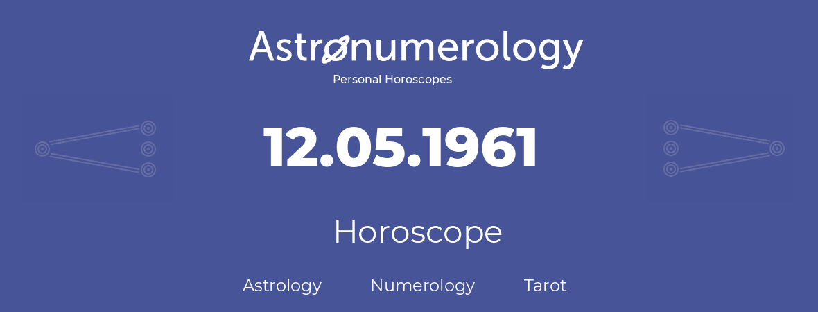 Horoscope for birthday (born day): 12.05.1961 (May 12, 1961)