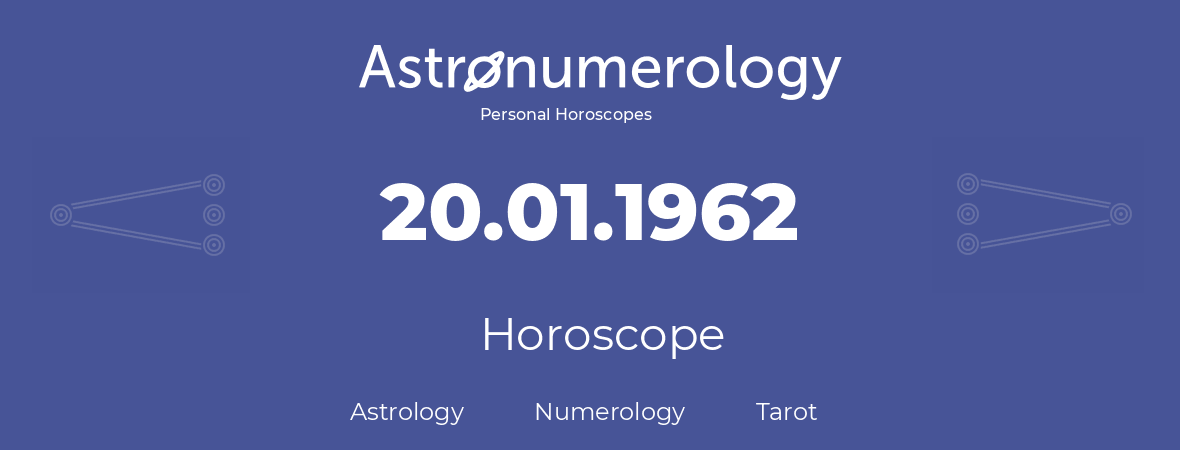Horoscope for birthday (born day): 20.01.1962 (January 20, 1962)