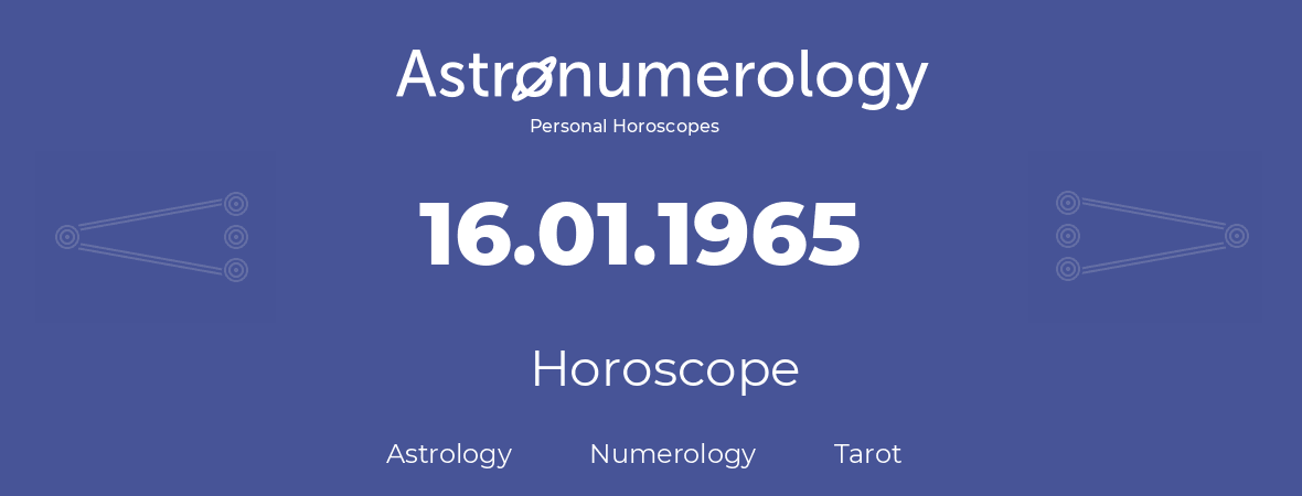 Horoscope for birthday (born day): 16.01.1965 (January 16, 1965)