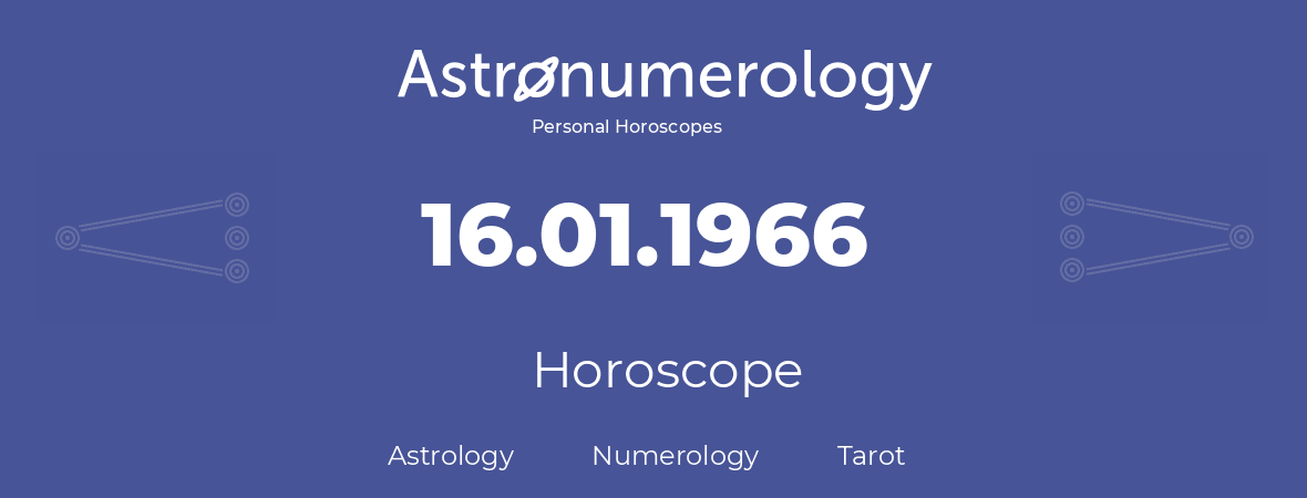 Horoscope for birthday (born day): 16.01.1966 (January 16, 1966)