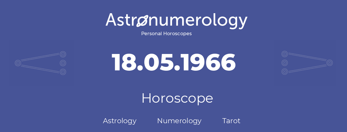 Horoscope for birthday (born day): 18.05.1966 (May 18, 1966)