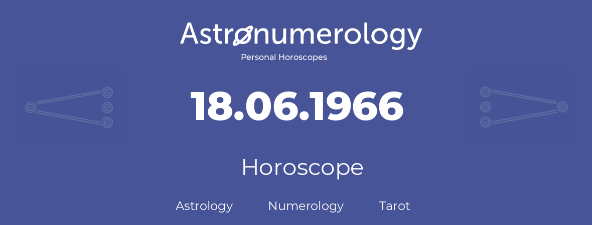 Horoscope for birthday (born day): 18.06.1966 (June 18, 1966)