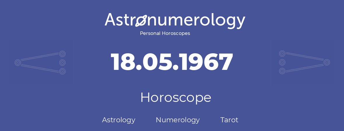 Horoscope for birthday (born day): 18.05.1967 (May 18, 1967)