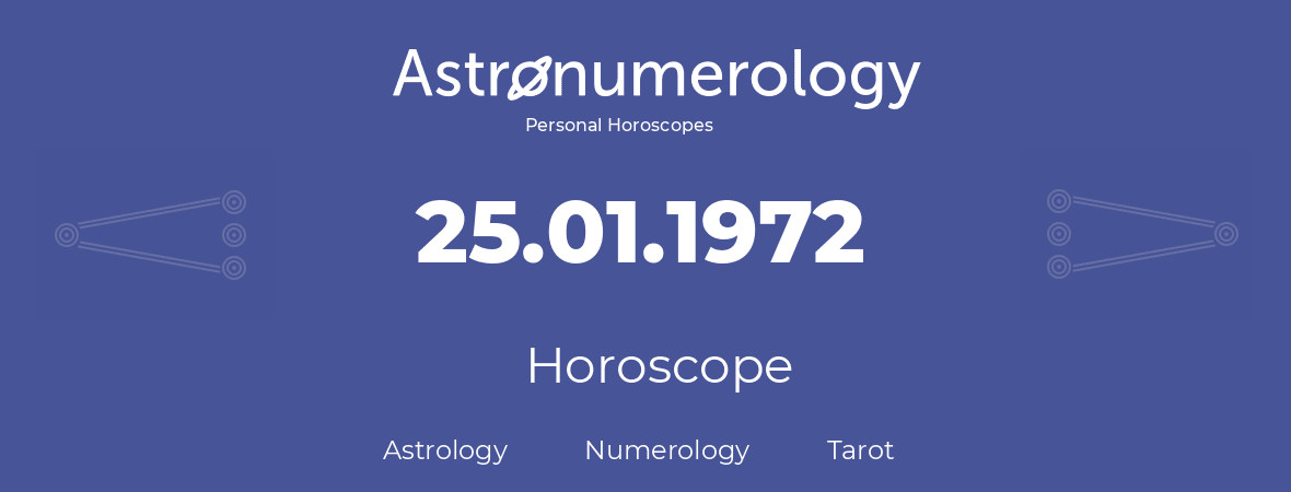 Horoscope for birthday (born day): 25.01.1972 (January 25, 1972)