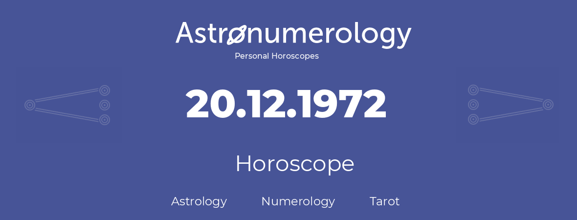 Horoscope for birthday (born day): 20.12.1972 (December 20, 1972)