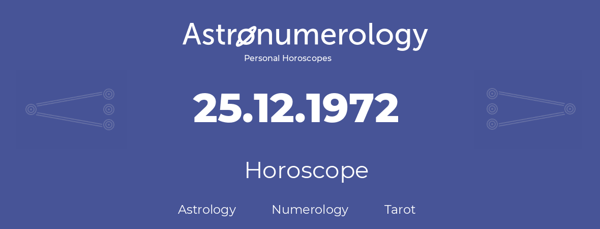 Horoscope for birthday (born day): 25.12.1972 (December 25, 1972)