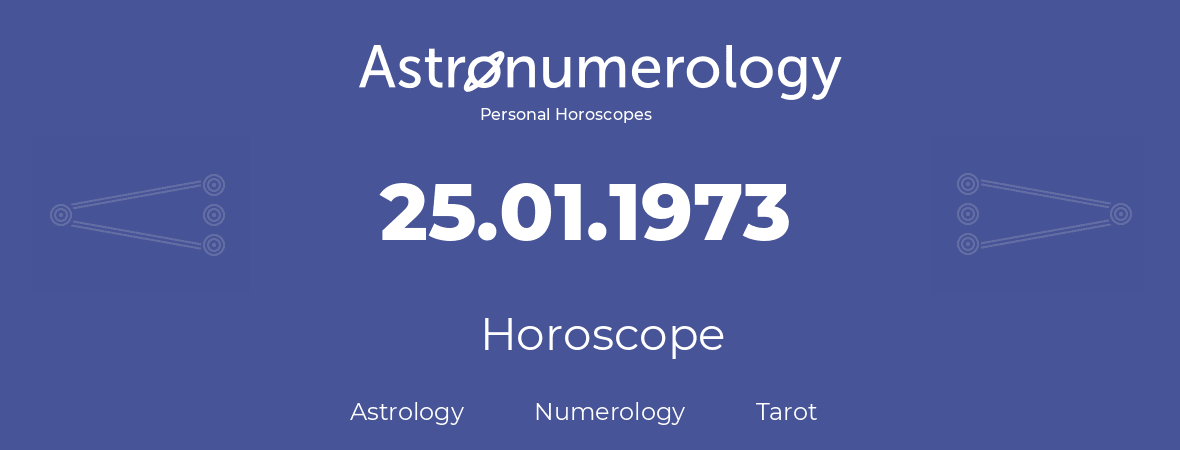 Horoscope for birthday (born day): 25.01.1973 (January 25, 1973)
