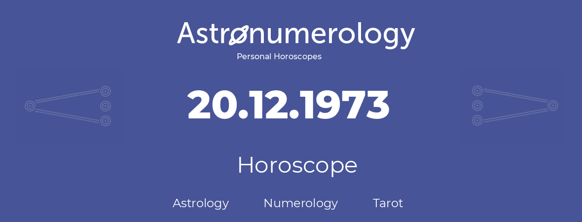 Horoscope for birthday (born day): 20.12.1973 (December 20, 1973)
