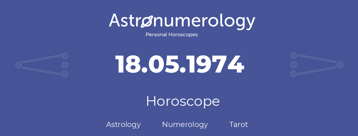Horoscope for birthday (born day): 18.05.1974 (May 18, 1974)