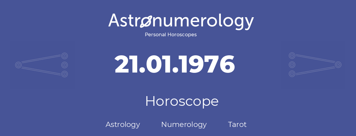 Horoscope for birthday (born day): 21.01.1976 (January 21, 1976)