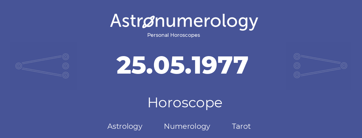 Horoscope for birthday (born day): 25.05.1977 (May 25, 1977)