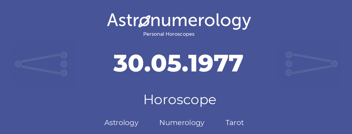 Horoscope for birthday (born day): 30.05.1977 (May 30, 1977)