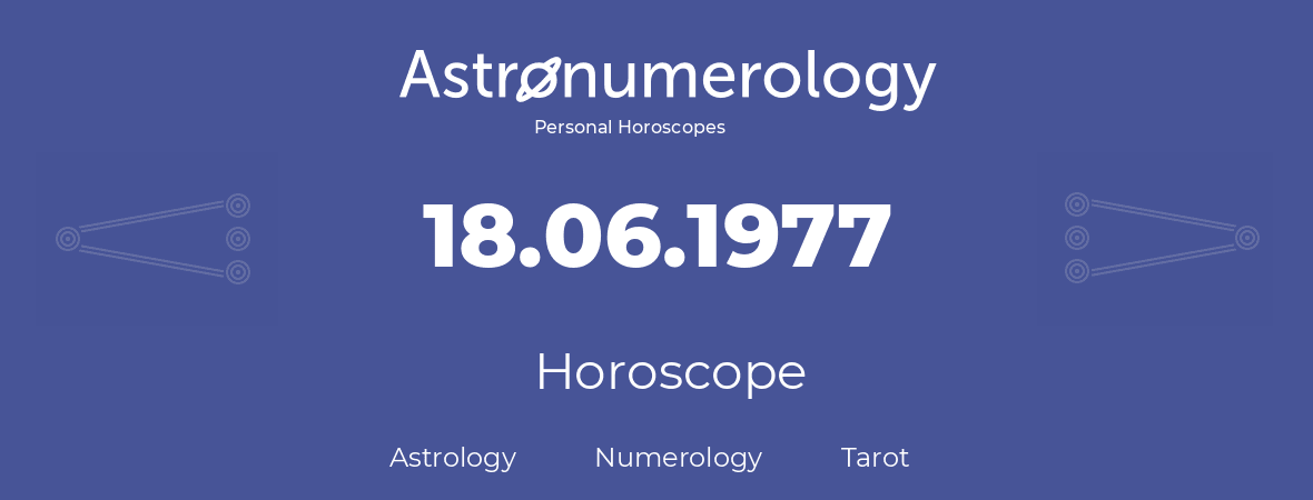 Horoscope for birthday (born day): 18.06.1977 (June 18, 1977)