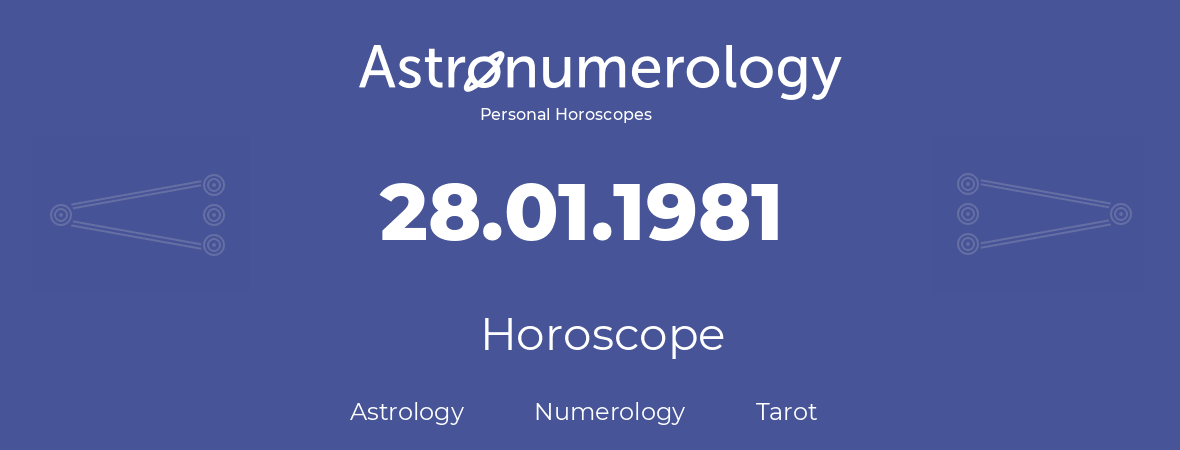 Horoscope for birthday (born day): 28.01.1981 (January 28, 1981)