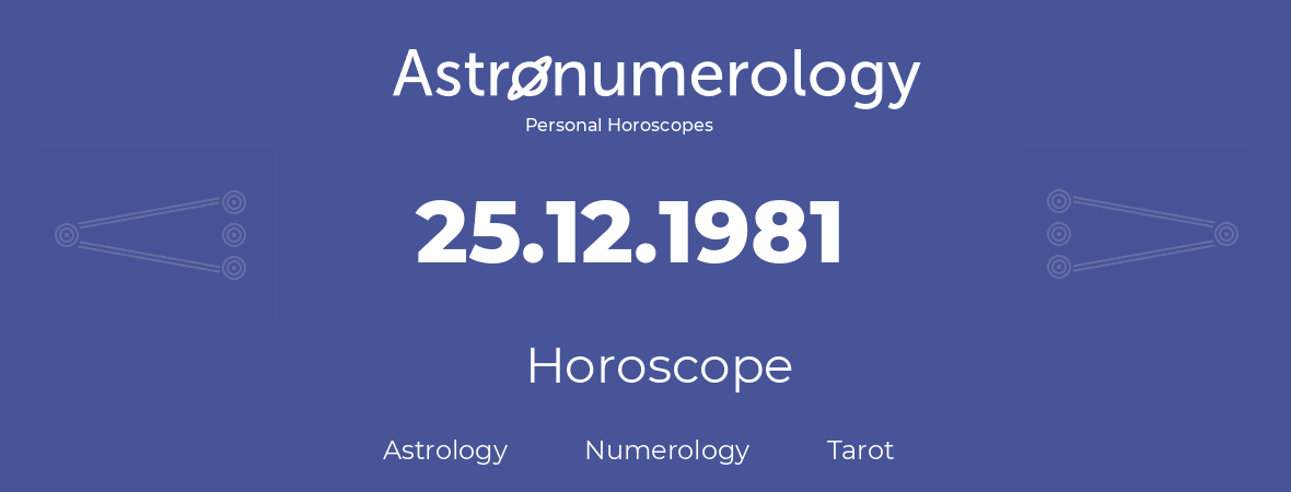 Horoscope for birthday (born day): 25.12.1981 (December 25, 1981)