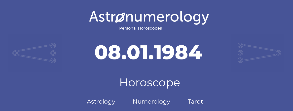 Horoscope for birthday (born day): 08.01.1984 (January 08, 1984)
