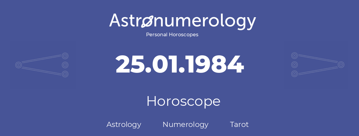 Horoscope for birthday (born day): 25.01.1984 (January 25, 1984)