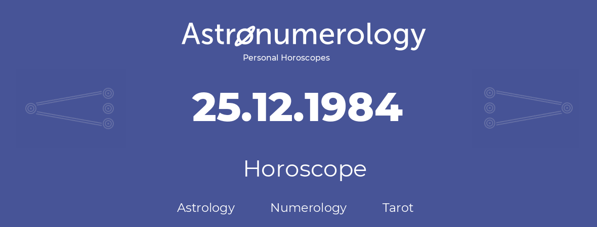 Horoscope for birthday (born day): 25.12.1984 (December 25, 1984)