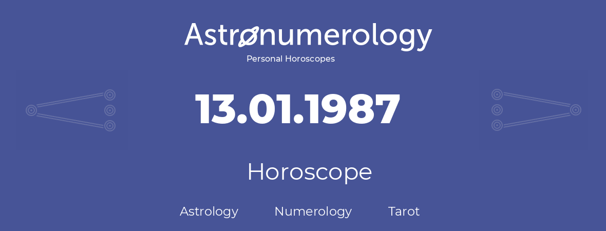 Horoscope for birthday (born day): 13.01.1987 (January 13, 1987)