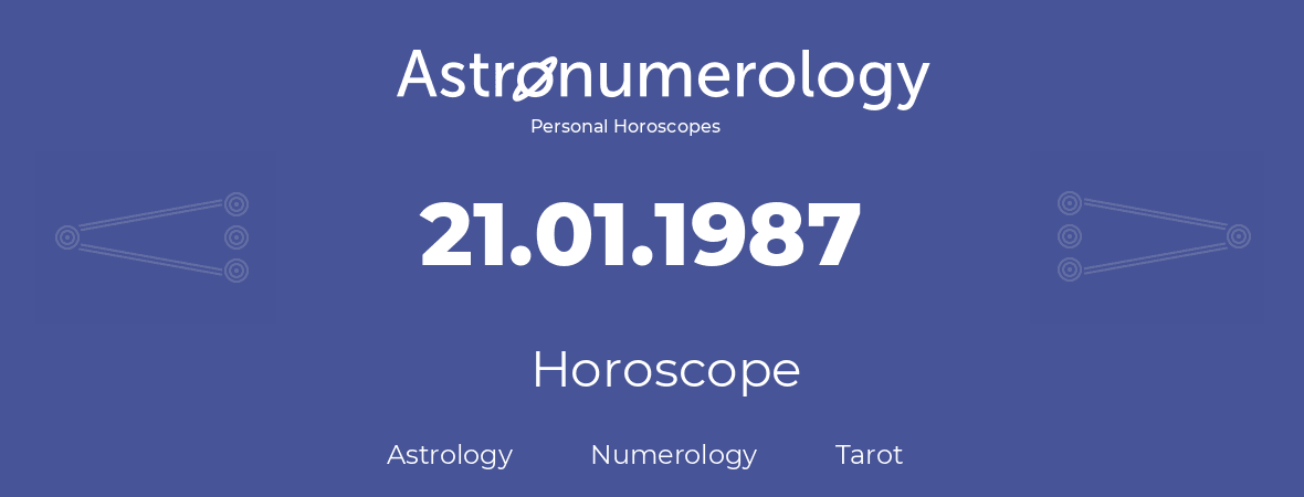 Horoscope for birthday (born day): 21.01.1987 (January 21, 1987)
