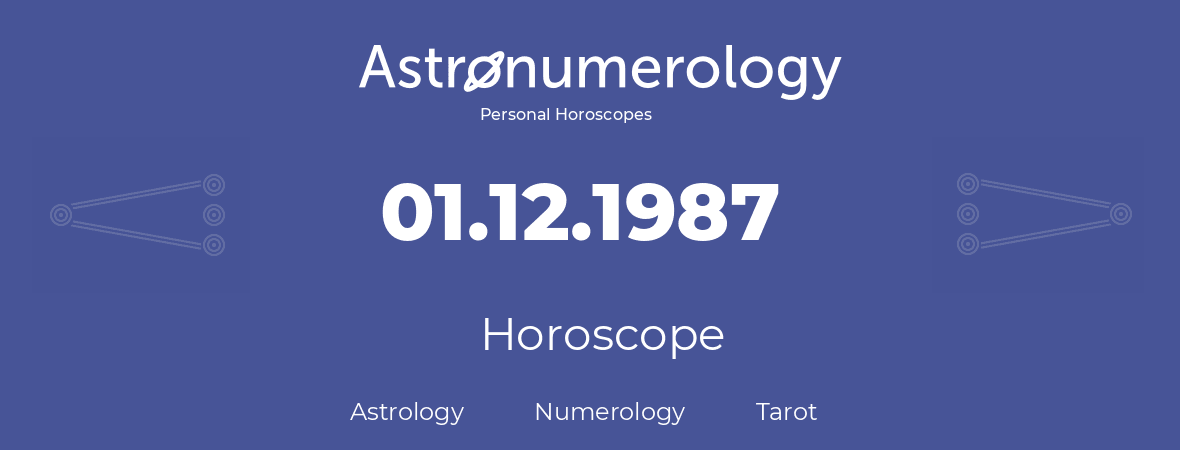 Horoscope for birthday (born day): 01.12.1987 (December 1, 1987)