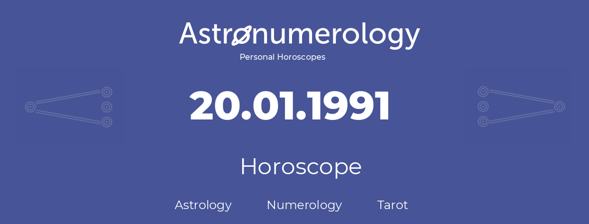 Horoscope for birthday (born day): 20.01.1991 (January 20, 1991)