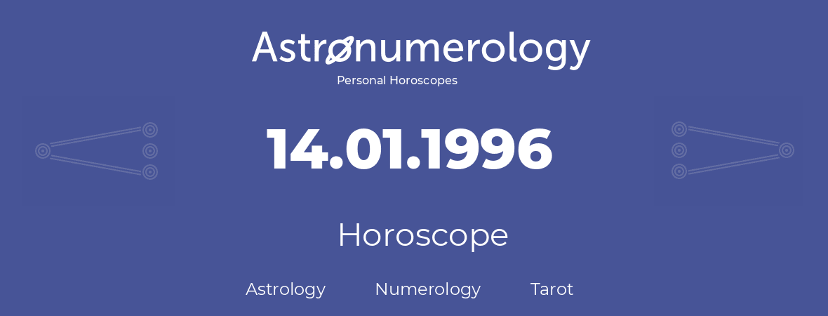 Horoscope for birthday (born day): 14.01.1996 (January 14, 1996)