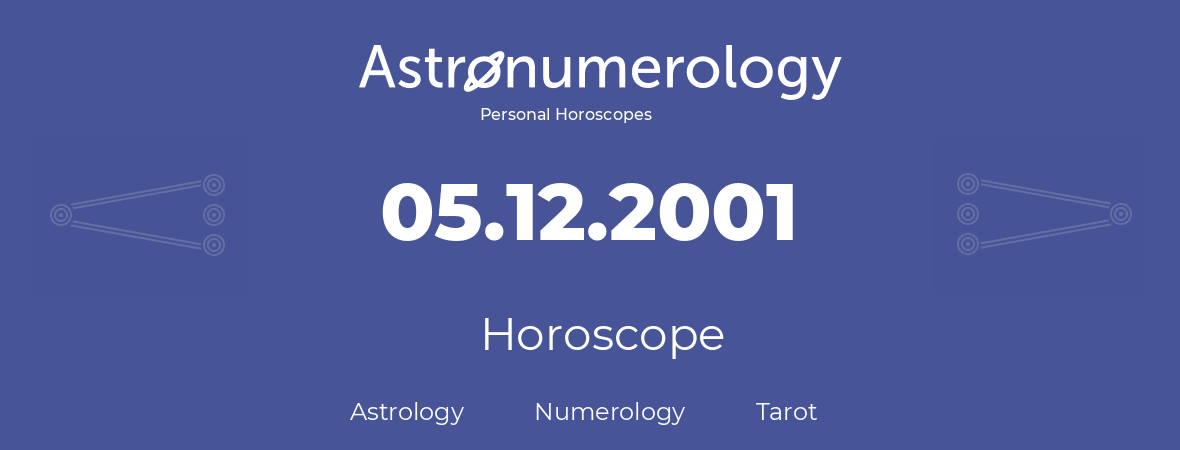 Horoscope for birthday (born day): 05.12.2001 (December 5, 2001)