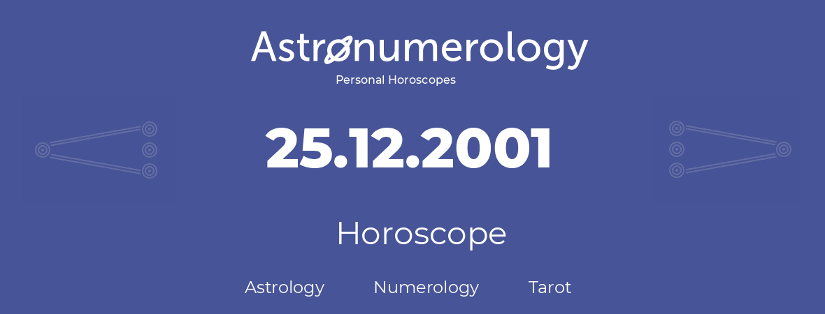 Horoscope for birthday (born day): 25.12.2001 (December 25, 2001)