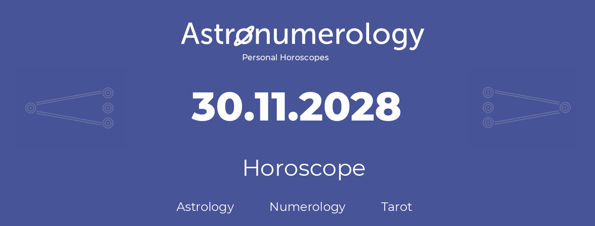 Horoscope for birthday (born day): 30.11.2028 (November 30, 2028)