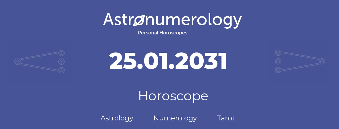 Horoscope for birthday (born day): 25.01.2031 (January 25, 2031)