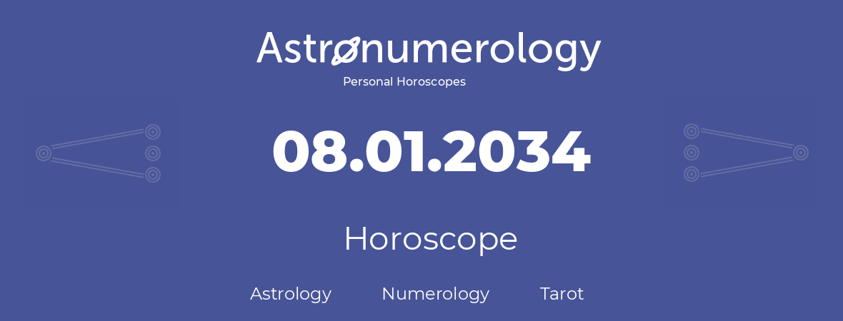 Horoscope for birthday (born day): 08.01.2034 (January 8, 2034)