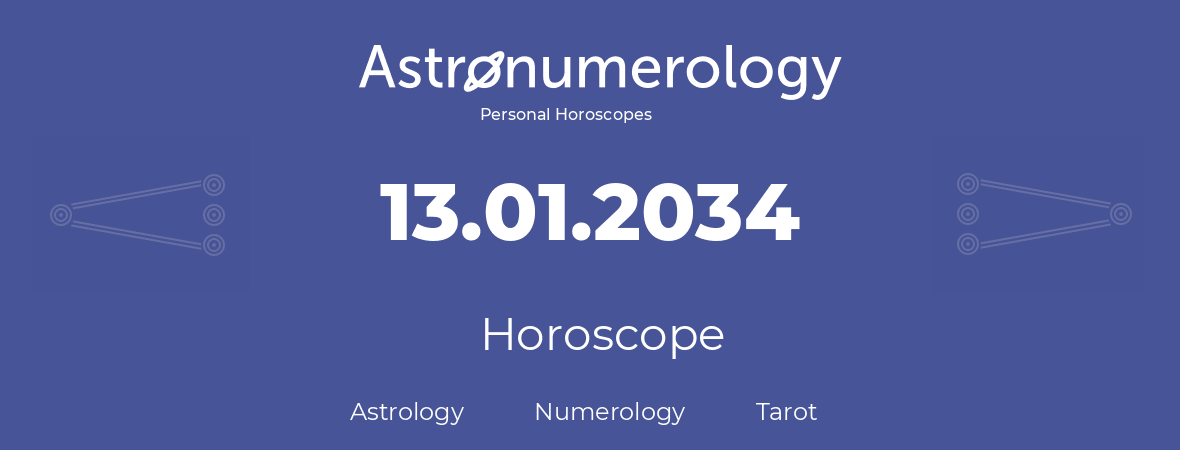Horoscope for birthday (born day): 13.01.2034 (January 13, 2034)