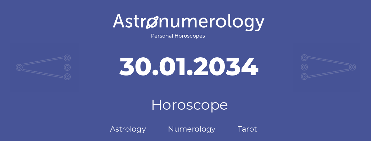 Horoscope for birthday (born day): 30.01.2034 (January 30, 2034)