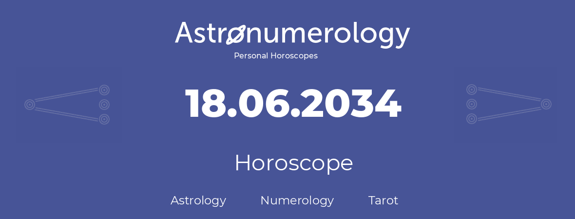 Horoscope for birthday (born day): 18.06.2034 (June 18, 2034)