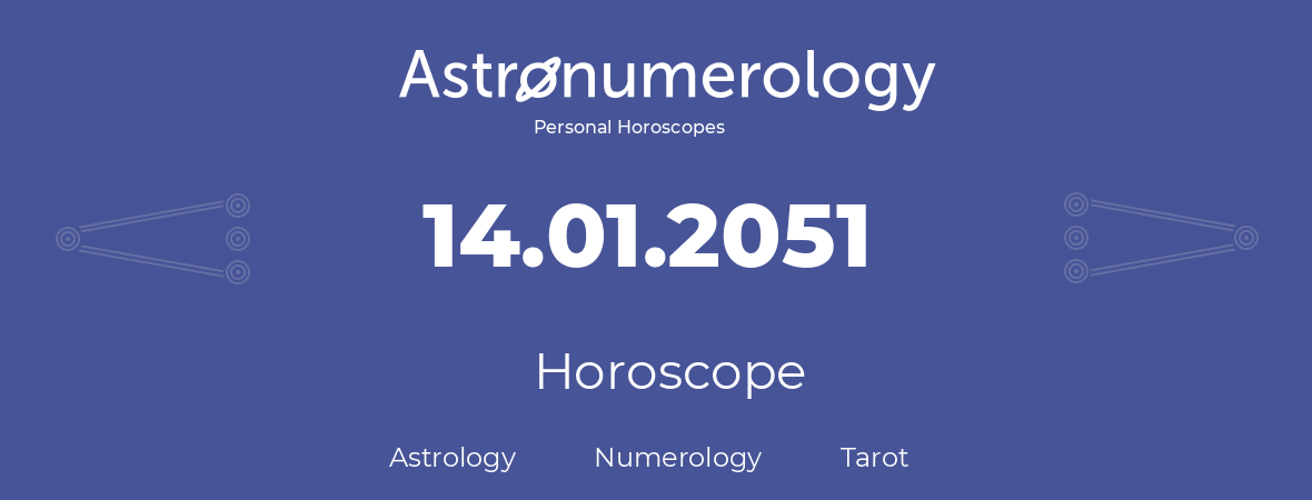 Horoscope for birthday (born day): 14.01.2051 (January 14, 2051)