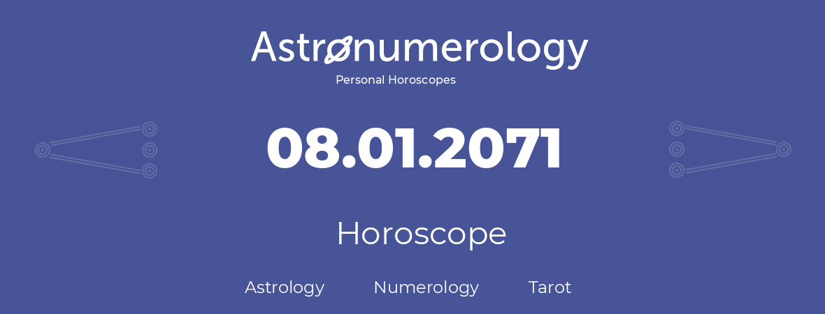 Horoscope for birthday (born day): 08.01.2071 (January 8, 2071)