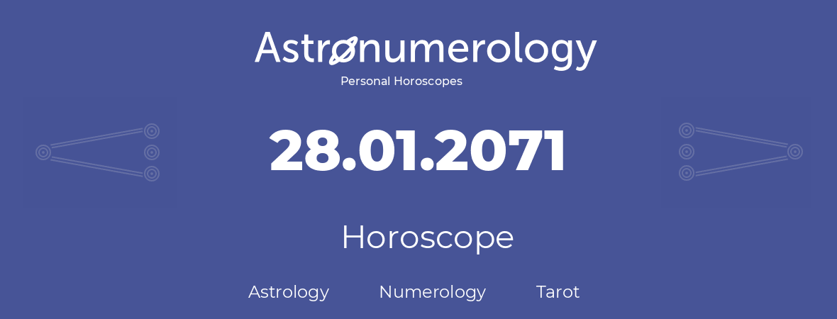 Horoscope for birthday (born day): 28.01.2071 (January 28, 2071)