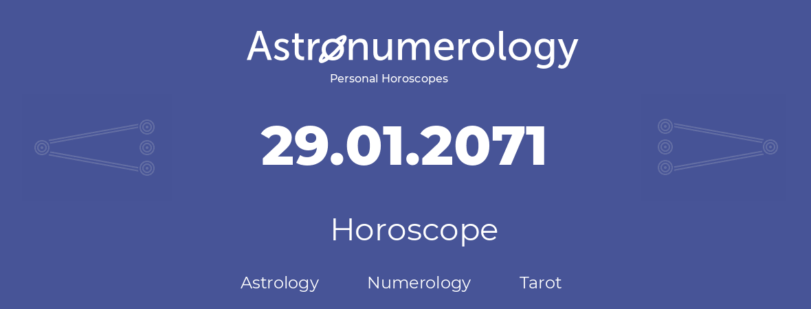 Horoscope for birthday (born day): 29.01.2071 (January 29, 2071)