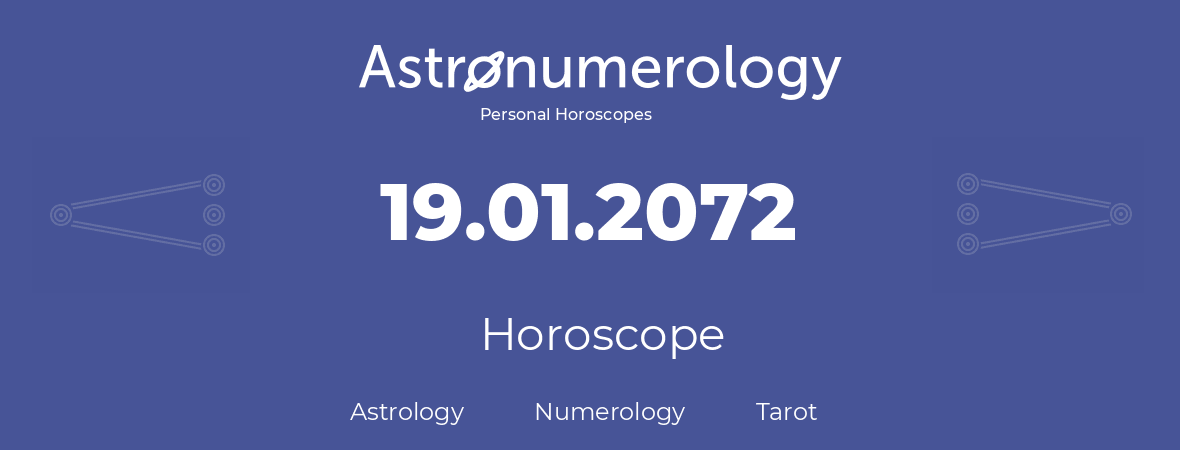 Horoscope for birthday (born day): 19.01.2072 (January 19, 2072)