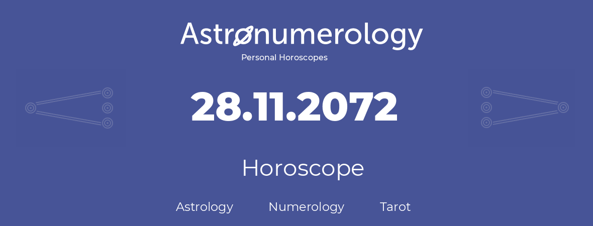 Horoscope for birthday (born day): 28.11.2072 (November 28, 2072)