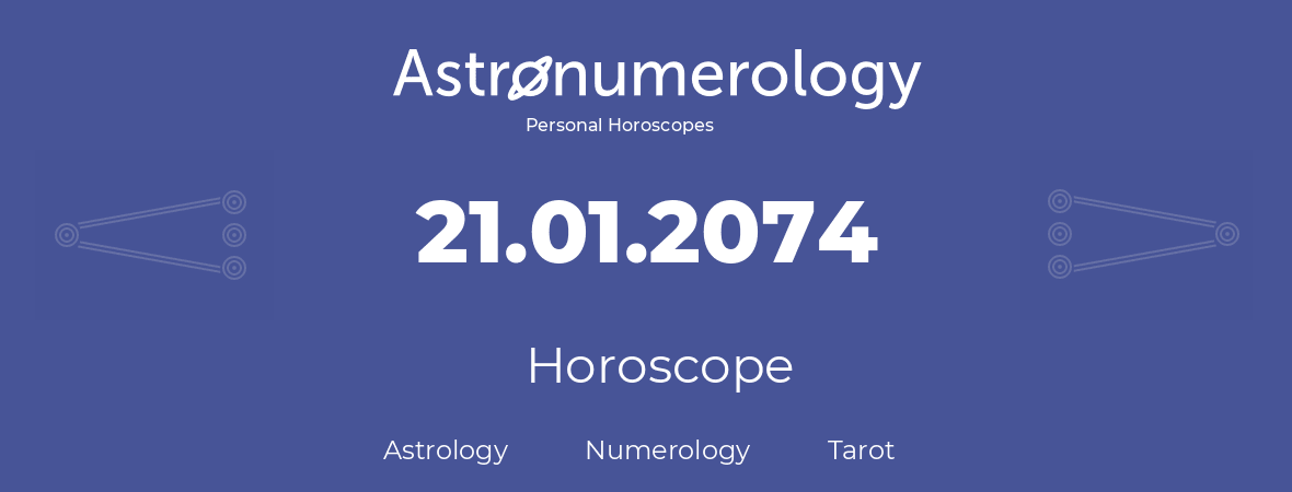 Horoscope for birthday (born day): 21.01.2074 (January 21, 2074)